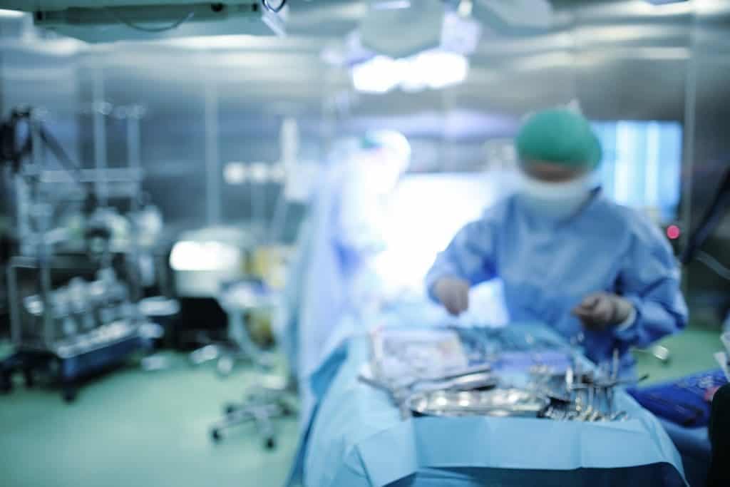 Operating room with anesthesia monitoring equipment